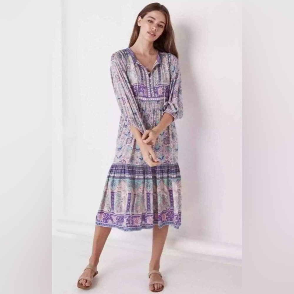 Spell Purple and Blue Floral Midi Dress - Picture 4 of 11